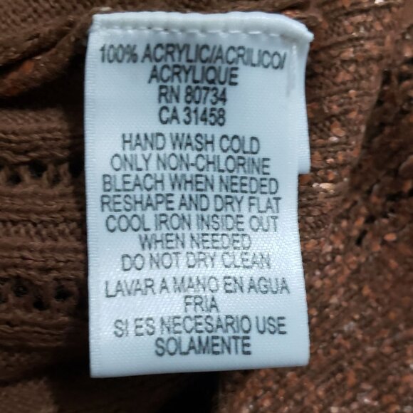 BCBGMaxAzria Sweater Women's XS Three Quarter Sleeve V Neck Metallic Brown - Picture 9 of 9